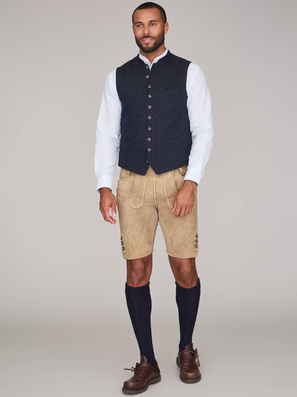 Limberry Gemusterte dunkelblaue Trachtenweste - MAXIMILIAN DARK NAVY Super Rabatt