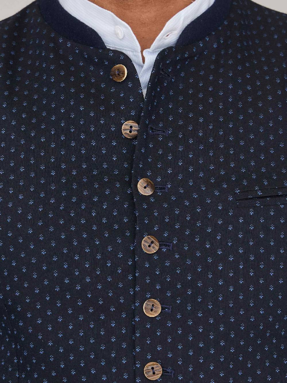 Limberry Gemusterte dunkelblaue Trachtenweste - MAXIMILIAN DARK NAVY Super Rabatt