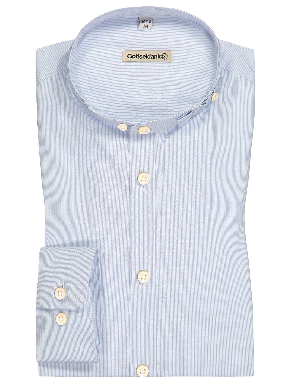 Limberry Hellblau-weiß gestreiftes Trachtenhemd - LENZ 595 Blitzangebot