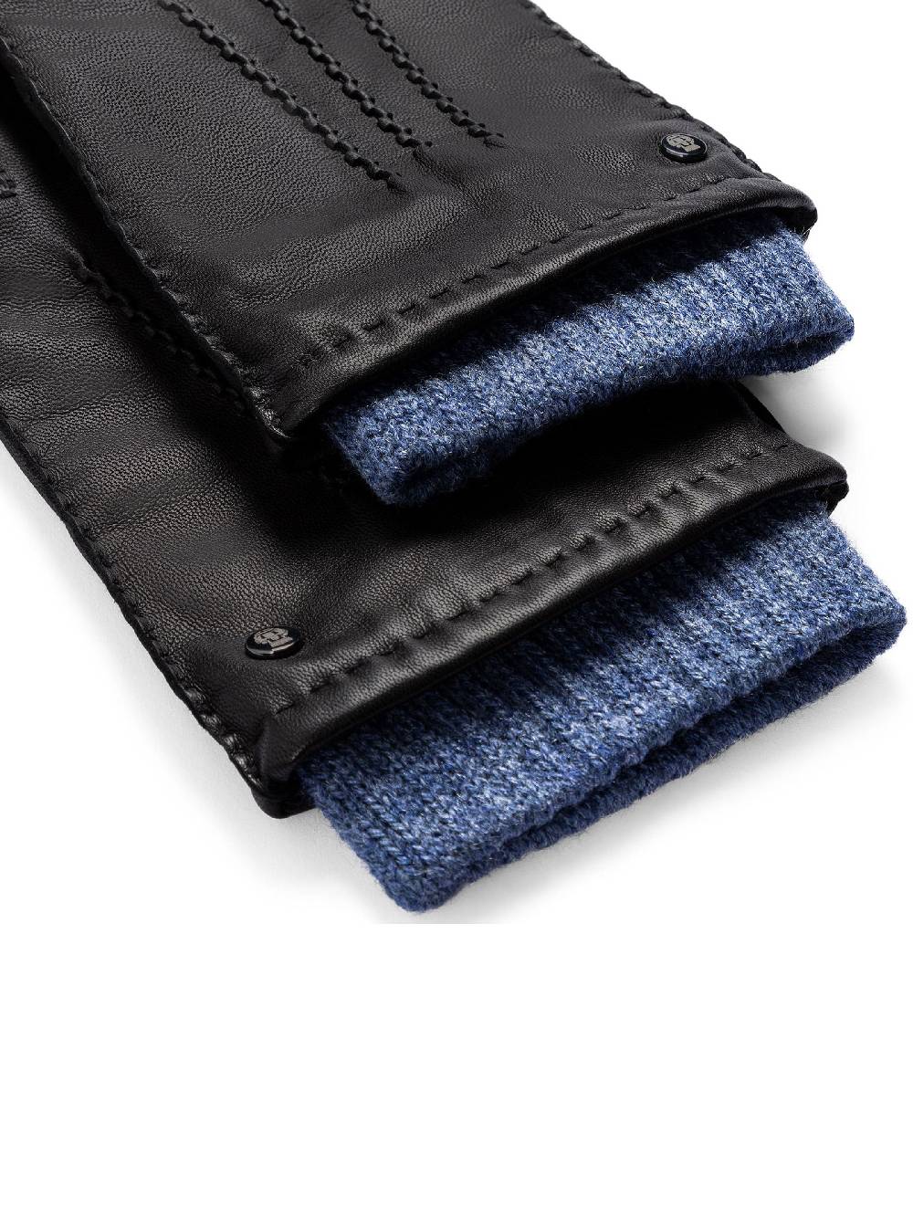 Limberry Schwarze Handschuhe mit blauer Woll-Manschette - METZ BLACK BLUE Wochenangebot