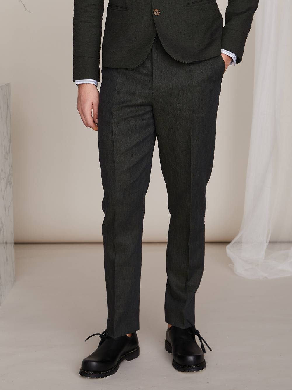 Limberry Flaschengrüne Herrenhose aus Leinen - PIERRE FLASCHENGRÜN Zeitbegrenzte Promotion