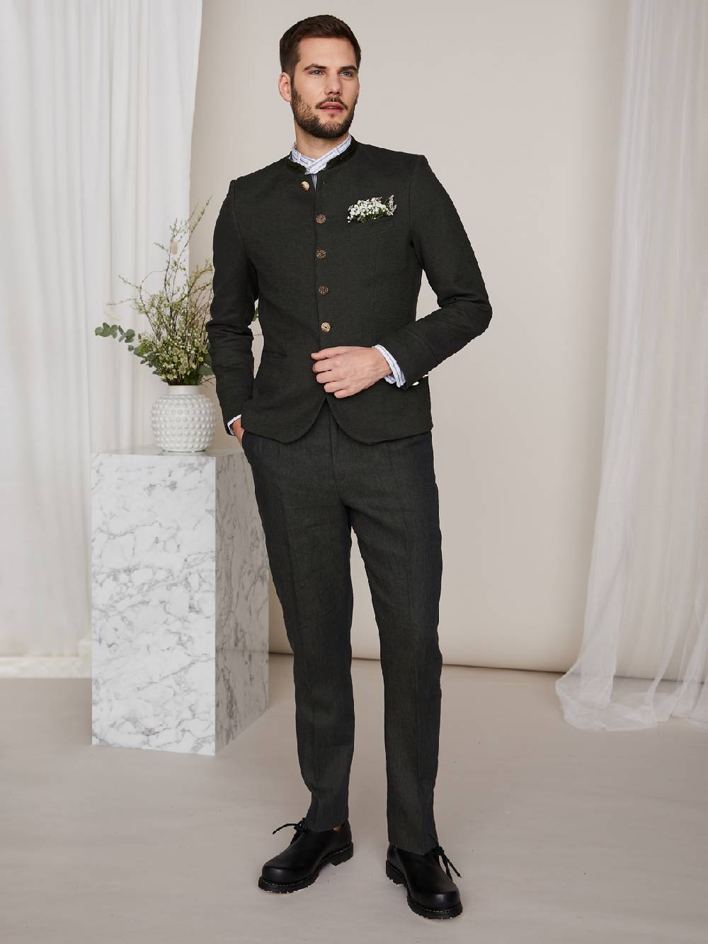 Limberry Flaschengrüne Herrenhose aus Leinen - PIERRE FLASCHENGRÜN Zeitbegrenzte Promotion