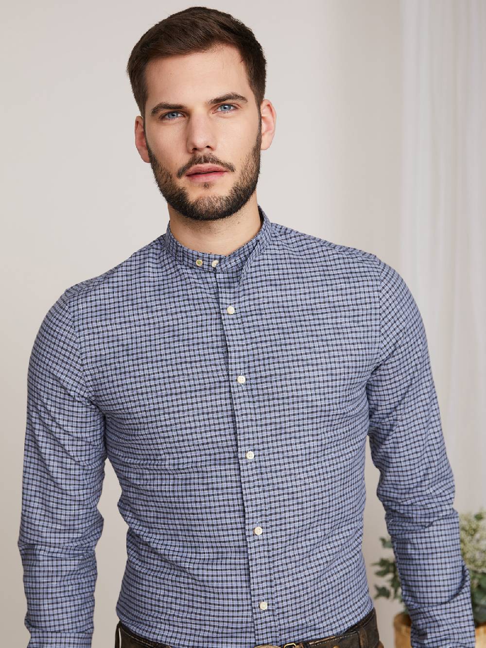Limberry Blau-schwarzes Karo-Trachtenhemd - LENZ H31 Bis zu 60% Rabatt