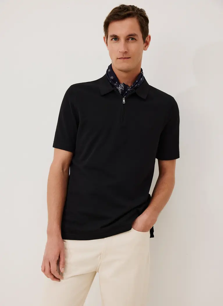 Maerz Muenchen Zipper Polohemd100% MerinowolleArt. Nr. 406400-399 Cyber Monday
