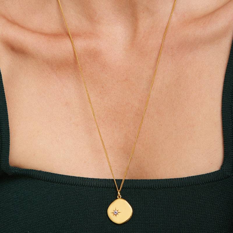 Mosuo Jewellery Geburtsstein Halskette Februar - Vermeil & Amethyst Discount Store für neue Produkte