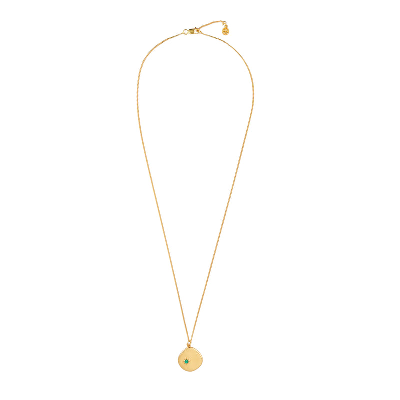 Mosuo Jewellery Geburtsstein Halskette Mai - Vermeil & Grüner Onyx Riesige Rabatte