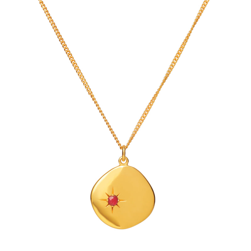 Mosuo Jewellery Geburtsstein Halskette Juli - Vermeil & Rubin