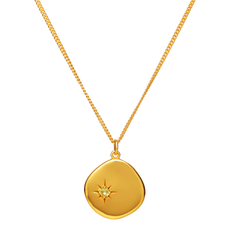 Mosuo Jewellery Geburtsstein Halskette August- Vermeil & Peridot