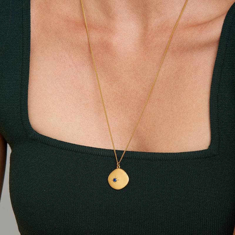 Mosuo Jewellery Geburtsstein Halskette September - Vermeil & Lapis Lazuli Fabrikladen