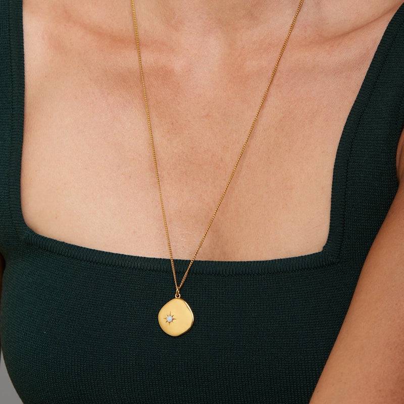 Mosuo Jewellery Geburtsstein Halskette Oktober - Vermeil & Opal Begrenzt auf 3 Tage