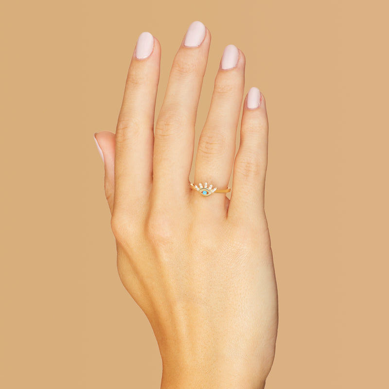 Mosuo Jewellery Türkis Diamant Evil Eye Ring Auslauf