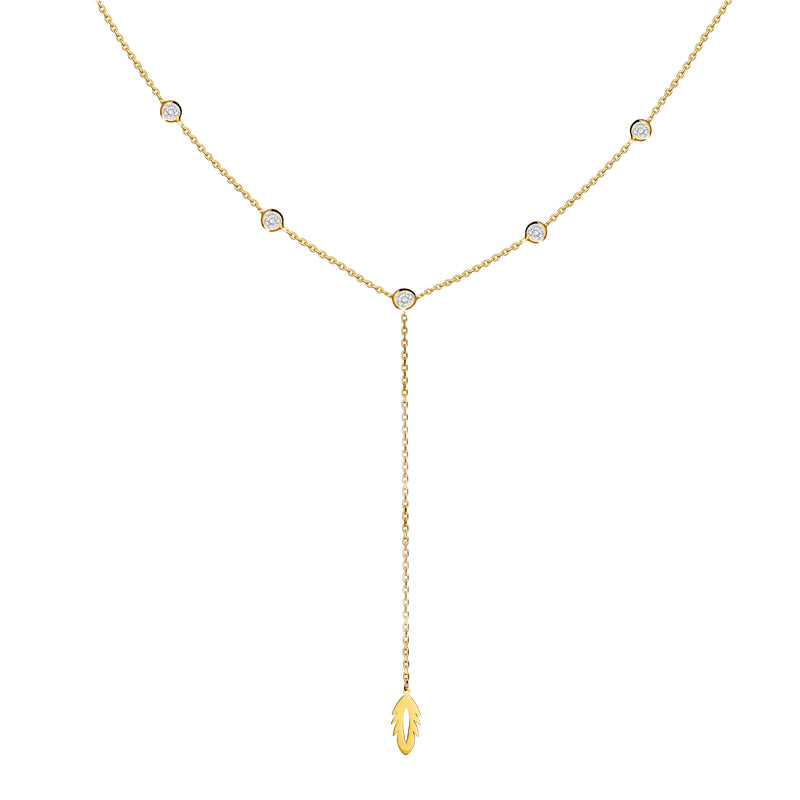 Mosuo Jewellery Feder Y-Halskette mit Steinen