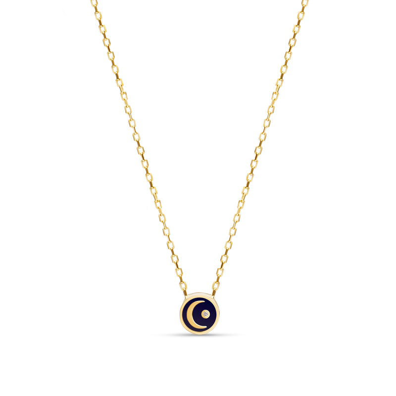 Mosuo Jewellery Emaille Diamant Mond Halskette