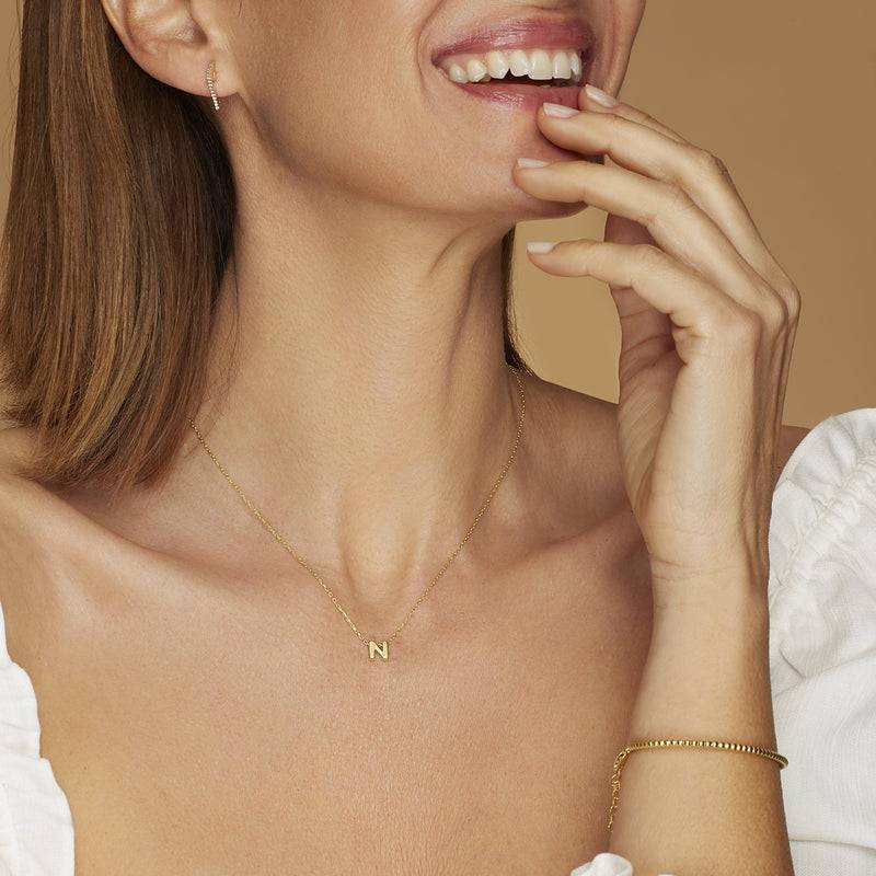 Mosuo Jewellery Diamant Buchstaben Halskette “N” - Vermeil Sonderangebot der Fabrik