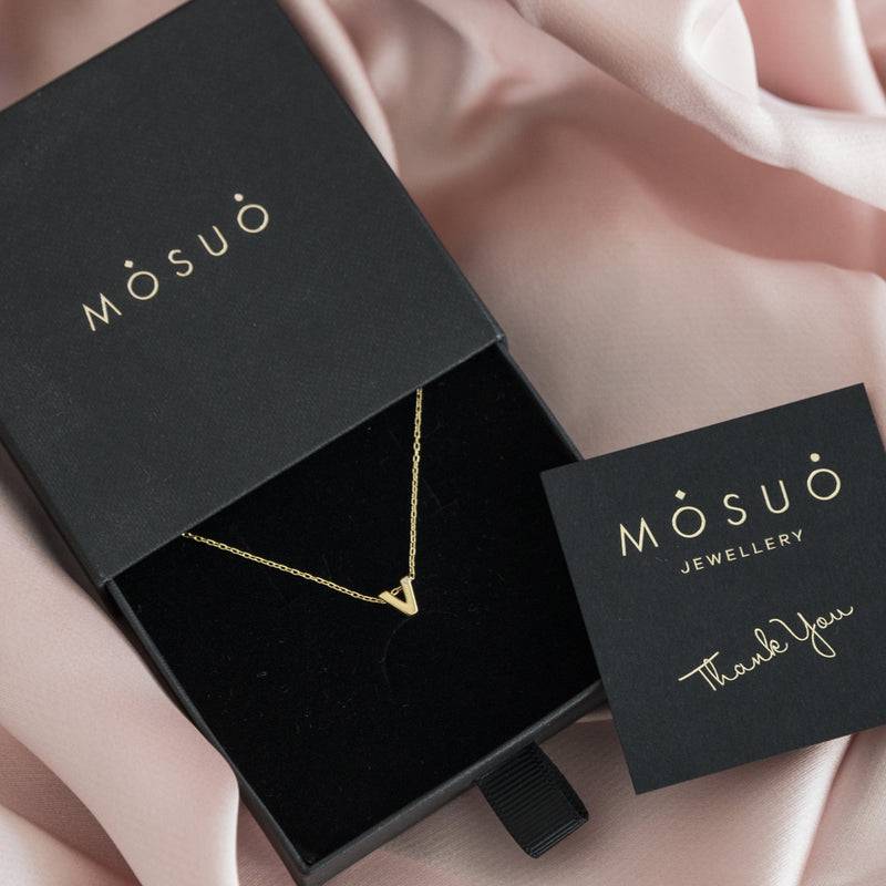 Mosuo Jewellery Diamant Buchstaben Halskette “V”- Vermeil Clearance-Verkauf