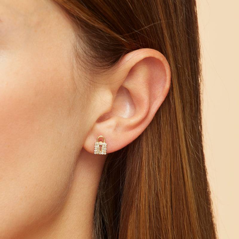 Mosuo Jewellery Schloss und Schlüssel Diamant Ohrstecker Verkauf