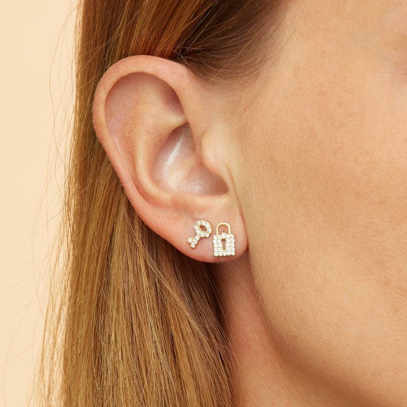 Mosuo Jewellery Schloss und Schlüssel Diamant Ohrstecker Verkauf