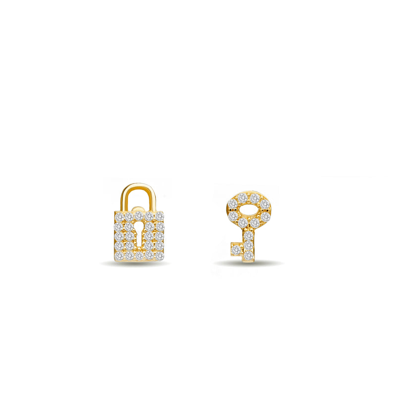 Mosuo Jewellery Schloss und Schlüssel Diamant Ohrstecker