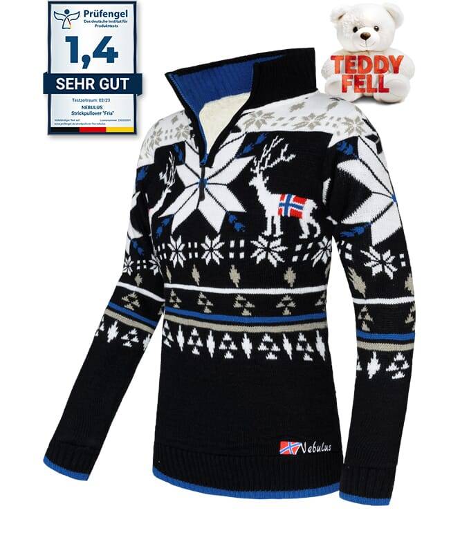 Nebulus Norweger Strickpulli mit Teddyfell FRIA Damen Saisonale Angebote