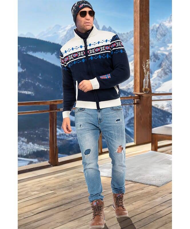 Nebulus Norweger Strickjacke mit Teddyfell CANADIAN Herren Saisonale Angebote