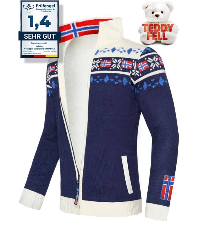 Nebulus Norweger Strickjacke mit Teddyfell CANADIAN Herren Saisonale Angebote