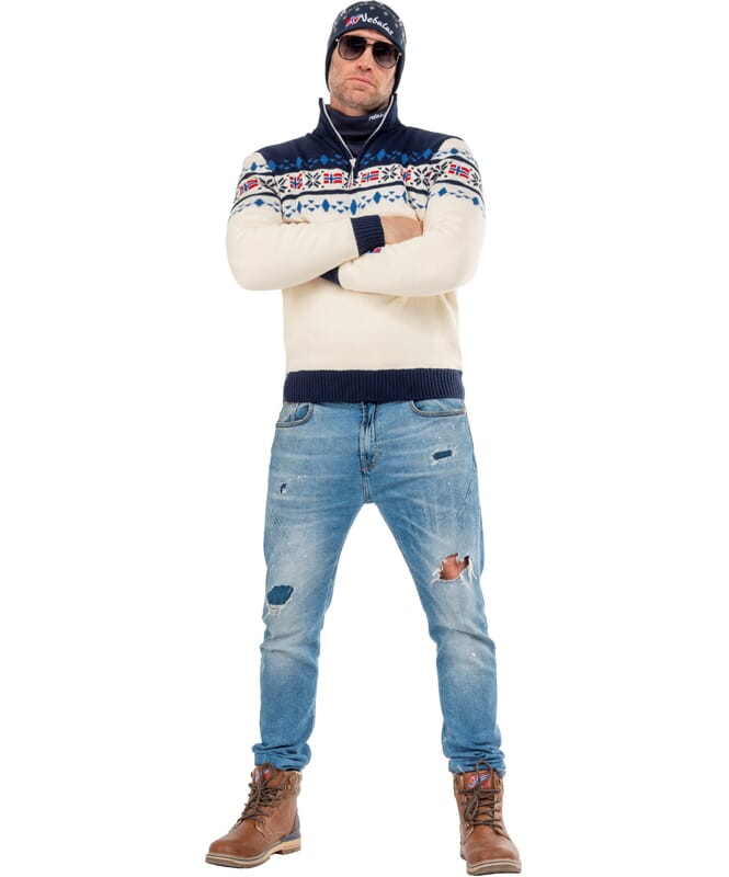 Nebulus Norweger Strickpulli mit Teddyfell STEEN Herren im Angebot