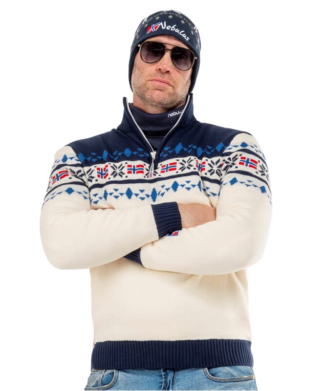 Nebulus Norweger Strickpulli mit Teddyfell STEEN Herren im Angebot