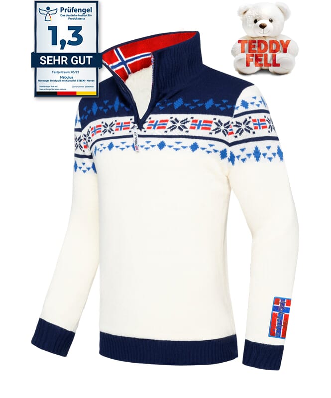 Nebulus Norweger Strickpulli mit Teddyfell STEEN Herren im Angebot