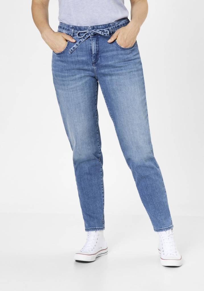 Paddocks CARO SOFT DENIM bequeme Passform - mid blue heavy wash with 3D pleats Neueste Stile