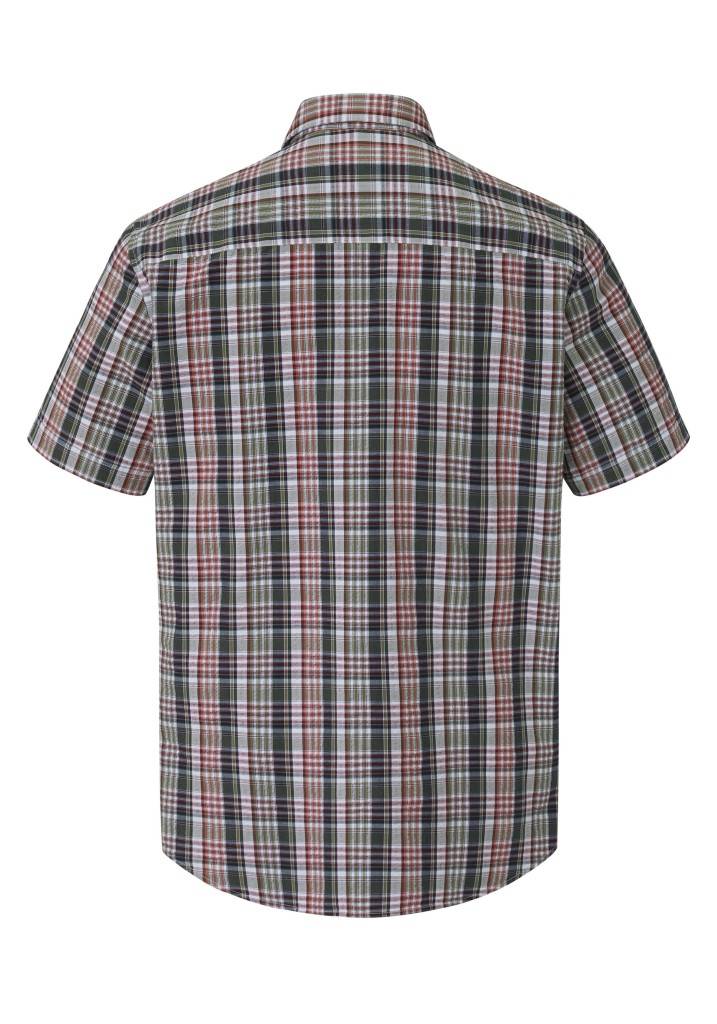 Paddocks Short sleeve seersucker check shirt normale Passform - khaki Saisonschlussverkauf