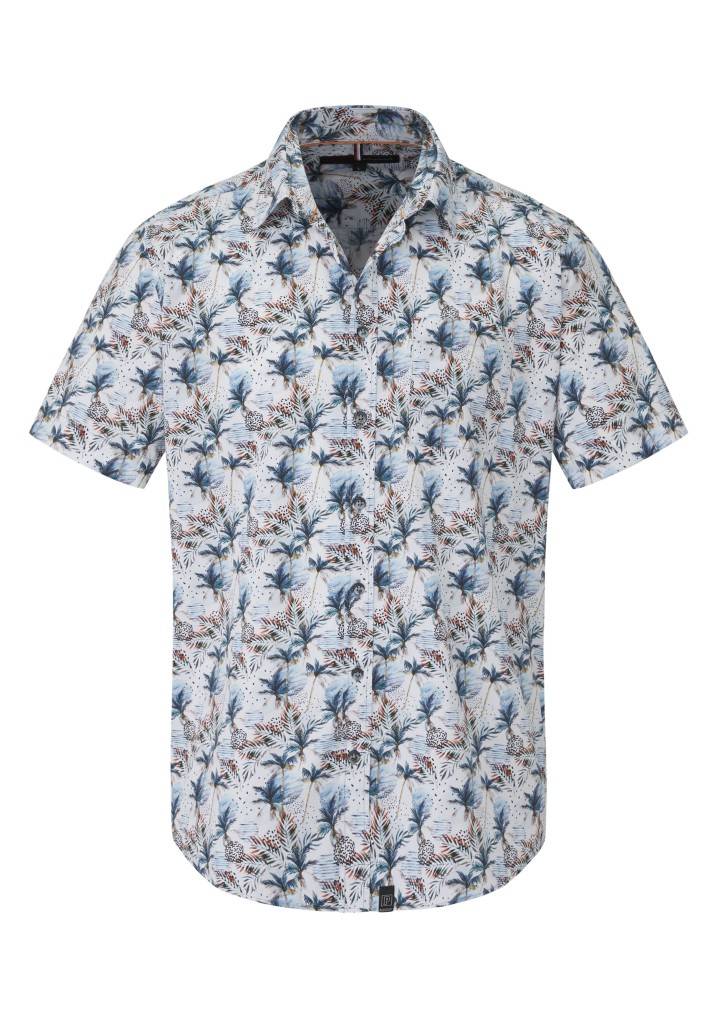 Paddocks Short sleeve all over palm print normale Passform - blue Black Friday