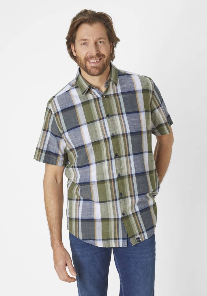 Paddocks Short sleeve shirt big check normale Passform - khaki Cyber Monday