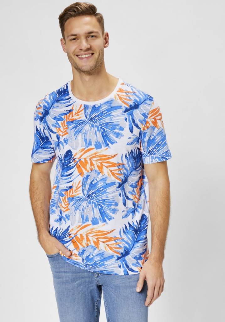 Paddocks round neck all over print normale Passform - white Weihnachtsangebot