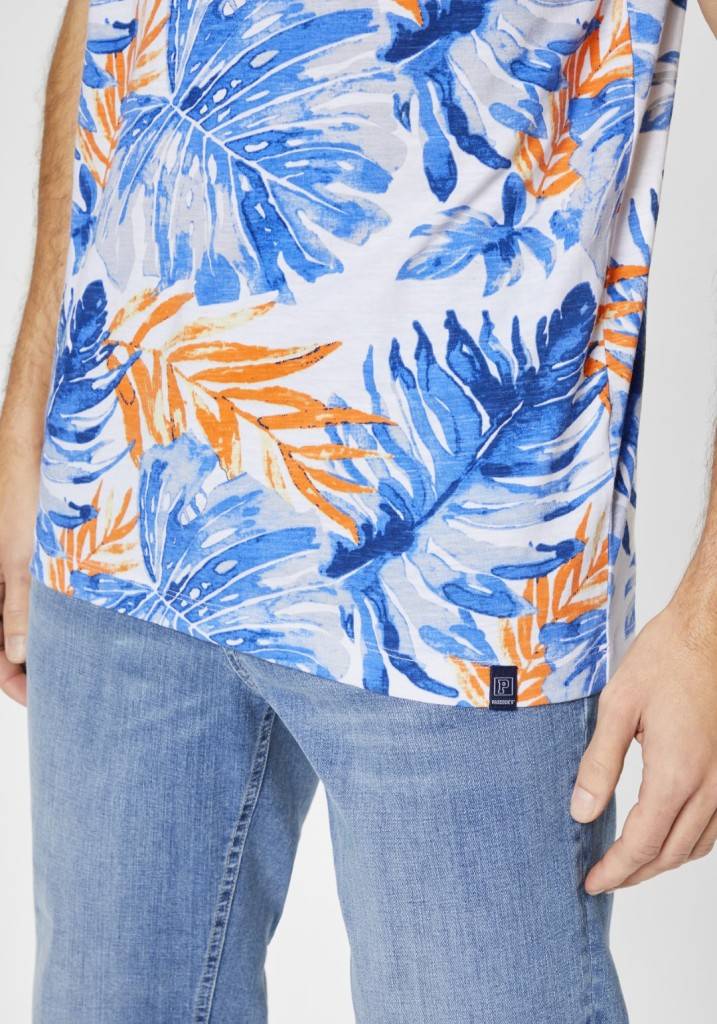Paddocks round neck all over print normale Passform - white Weihnachtsangebot