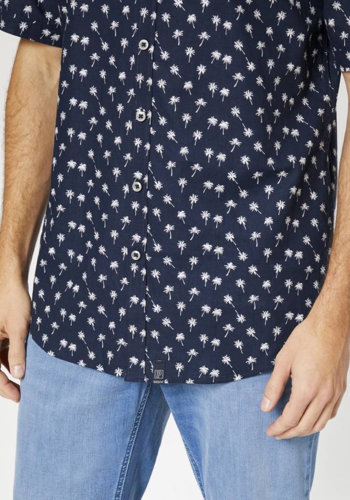 Paddocks Short sleeve shirt with all over palm print normale Passform - dark navy Muttertagsangebot