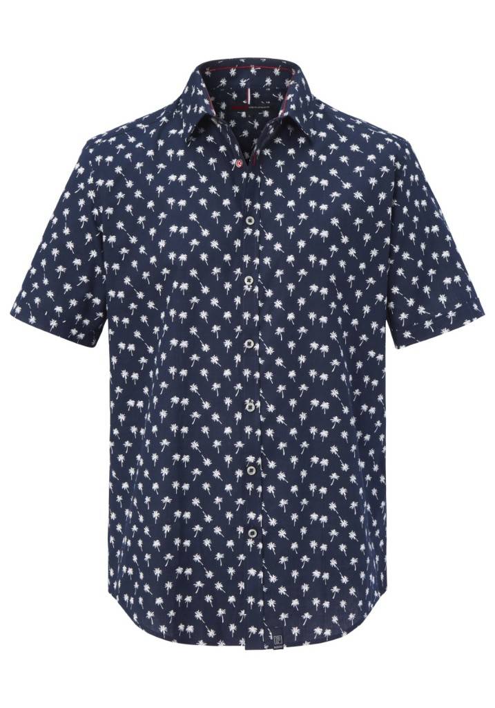 Paddocks Short sleeve shirt with all over palm print normale Passform - dark navy Muttertagsangebot