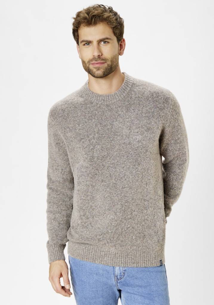 Paddocks Wool round neck normale Passform - taupe Vatertagsangebot