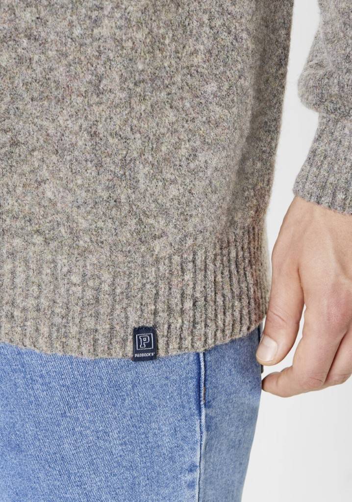 Paddocks Wool round neck normale Passform - taupe Vatertagsangebot