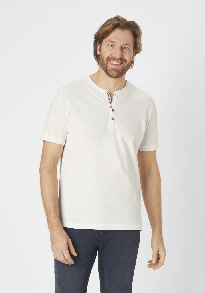 Paddocks Short sleeve henley shirt, single jersey normale Passform - off white Neueste Mode