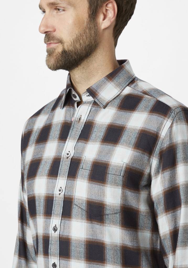 Paddocks Long sleeve herringbone check shirt with pocket normale Passform - night blue Online Outlet