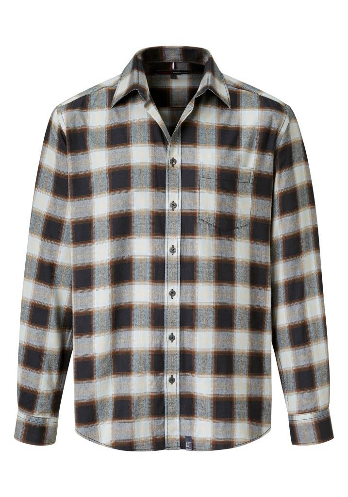 Paddocks Long sleeve herringbone check shirt with pocket normale Passform - night blue Online Outlet