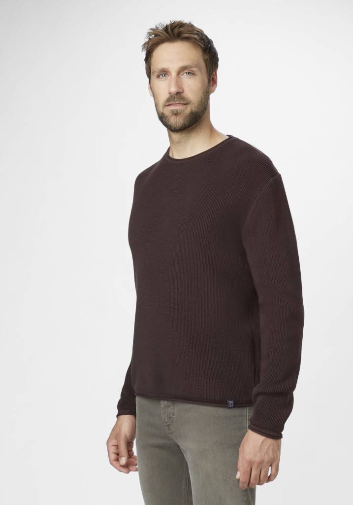 Paddocks Round neck melange knit pullover normale Passform - mocca Große Rabatte