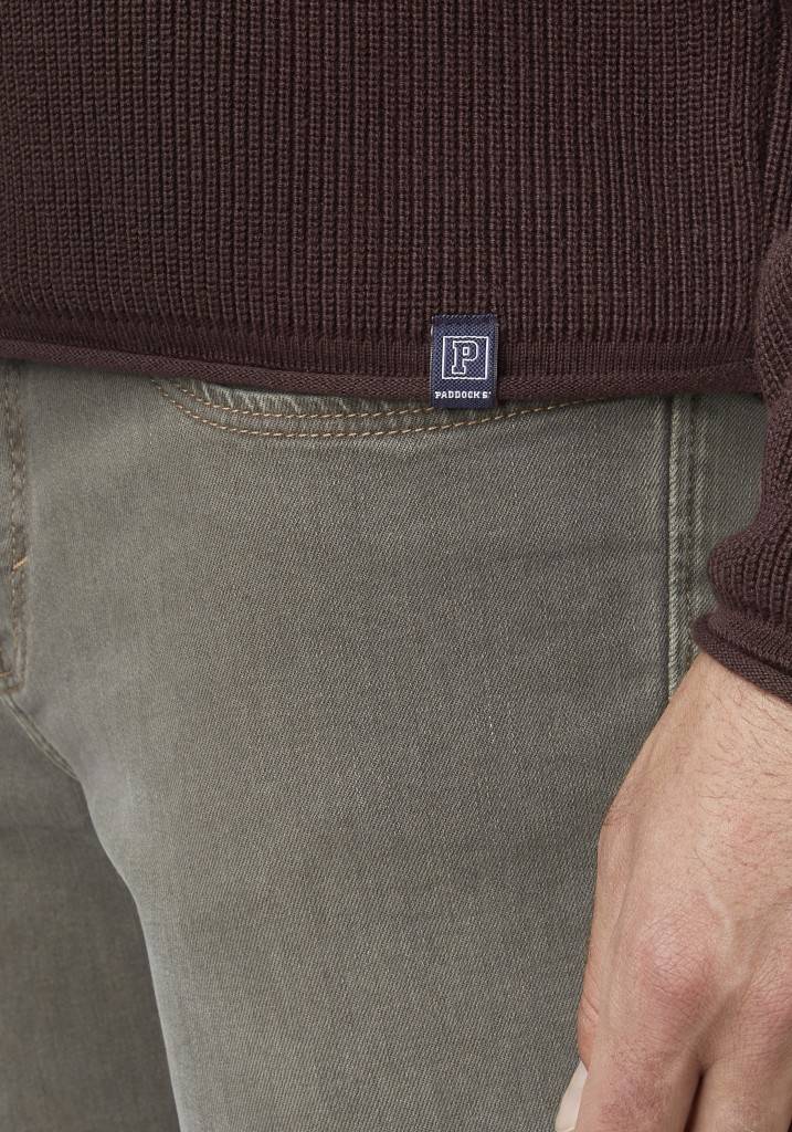 Paddocks Round neck melange knit pullover normale Passform - mocca Große Rabatte