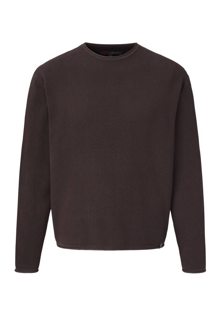 Paddocks Round neck melange knit pullover normale Passform - mocca Große Rabatte