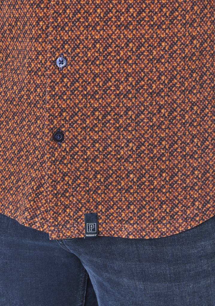 Paddocks button down jersey piquee with digital print shirt normale Passform - orange Kauf eins, bekomm eins gratis