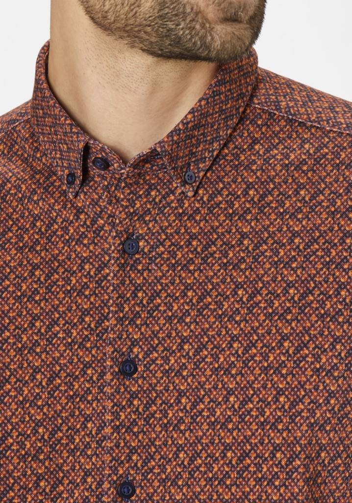 Paddocks button down jersey piquee with digital print shirt normale Passform - orange Kauf eins, bekomm eins gratis