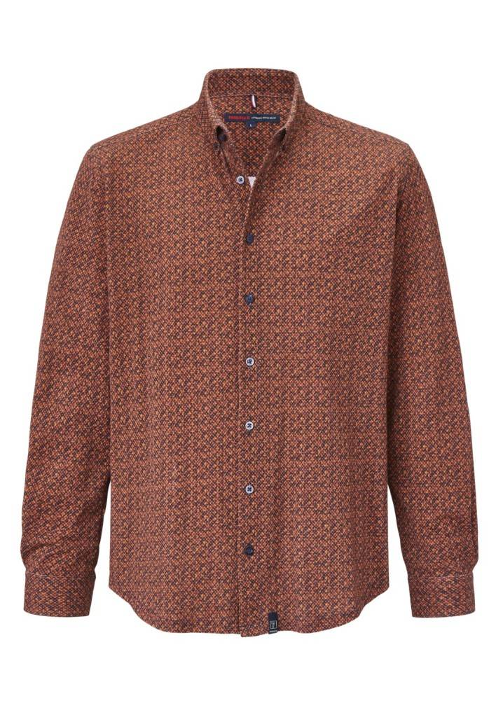Paddocks button down jersey piquee with digital print shirt normale Passform - orange Kauf eins, bekomm eins gratis
