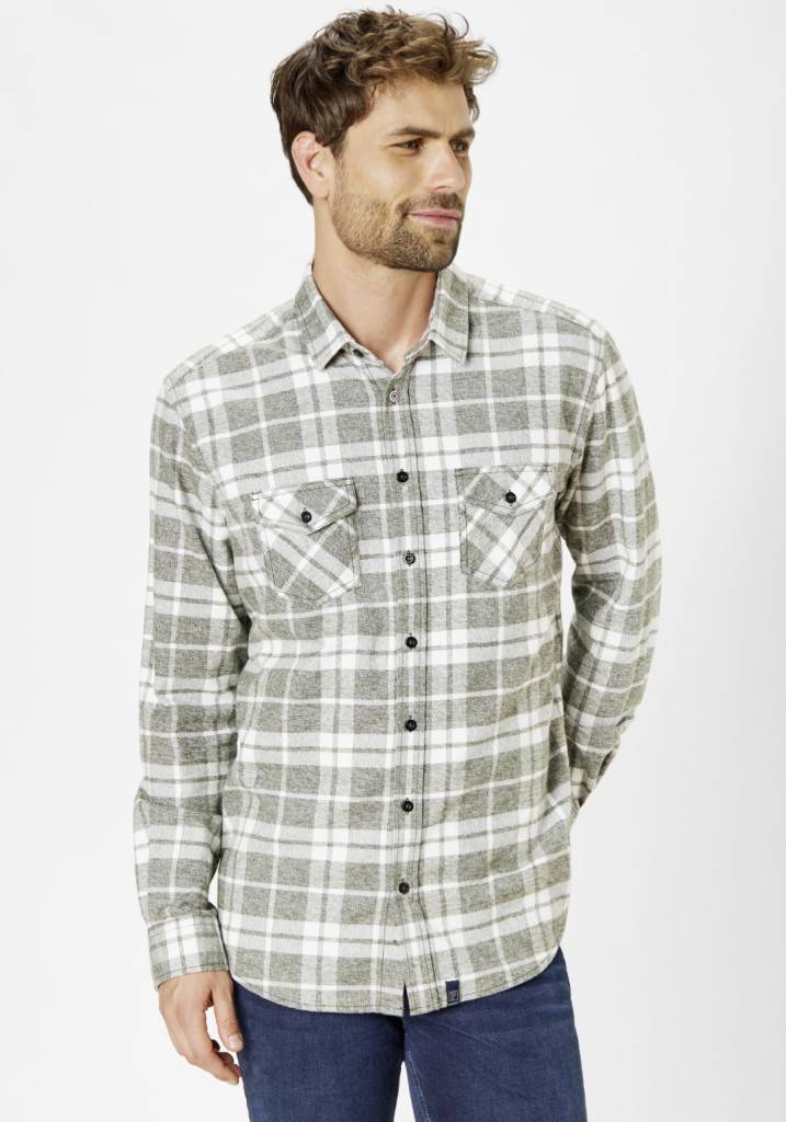 Paddocks Flannel check shirt with 2 bust pockets normale Passform - green Tägliche Deals