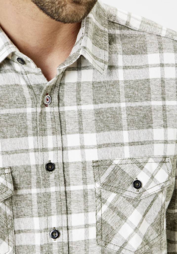 Paddocks Flannel check shirt with 2 bust pockets normale Passform - green Tägliche Deals
