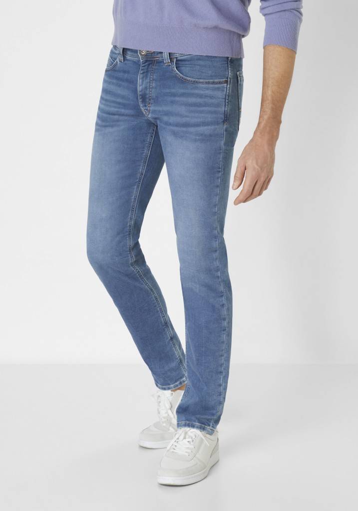 Paddocks DEAN MOTION&COMFORT JOGG DENIM schmale Passform - medium blue used moustache Großer Ausverkauf